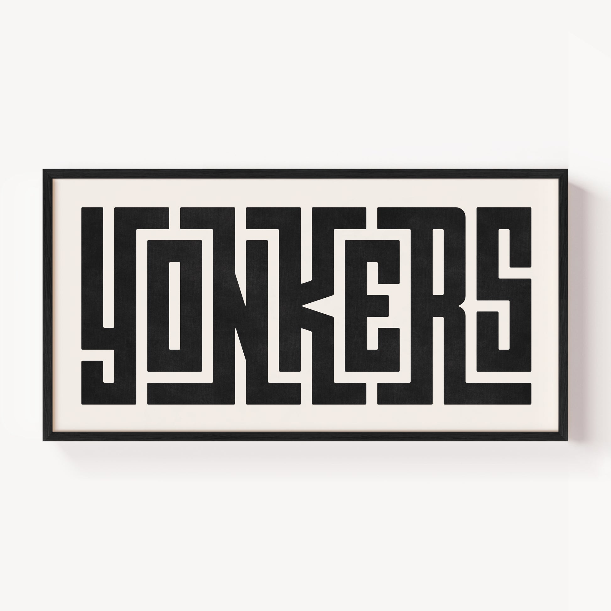 Modern Framed Yonkers Art - Black Typography Design on White Background