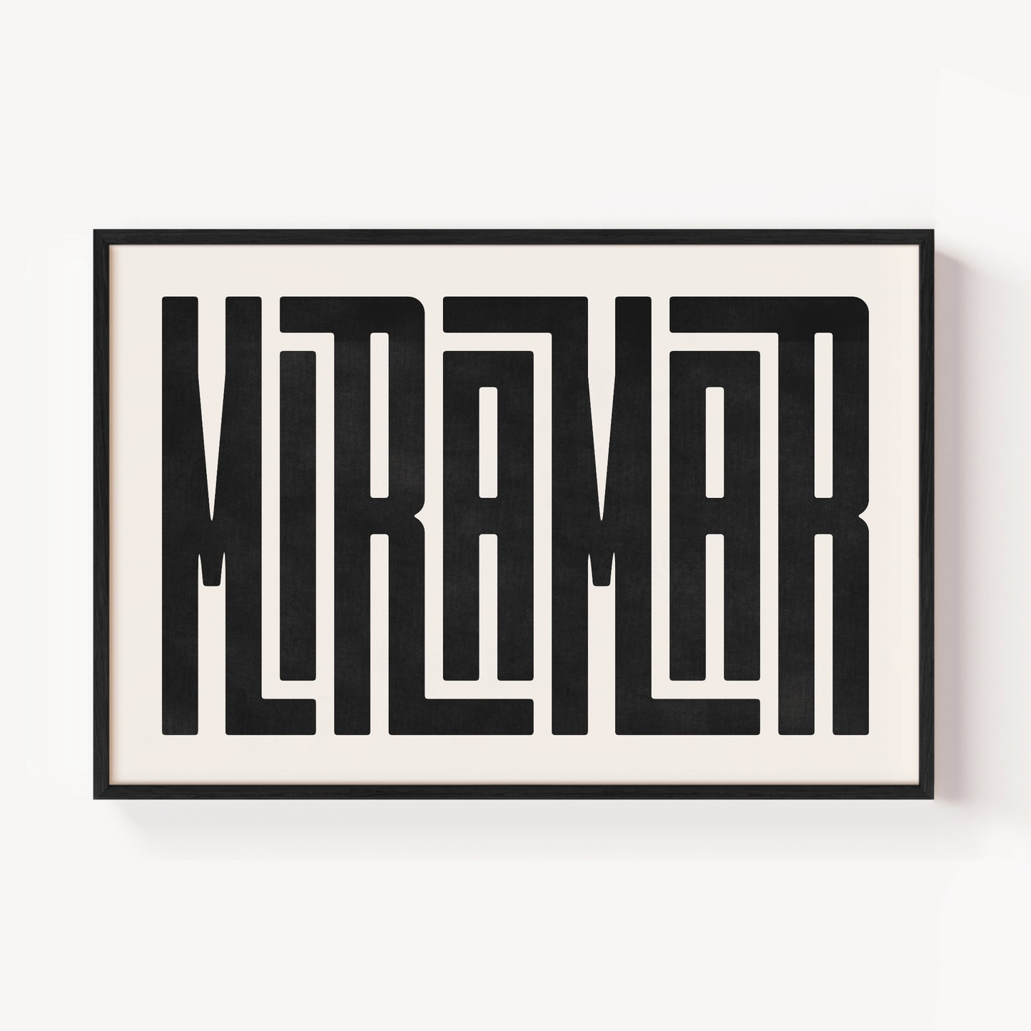 Modern Framed Miramar Art - Black Typography Design on White Background