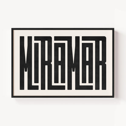 Modern Framed Miramar Art - Black Typography Design on White Background