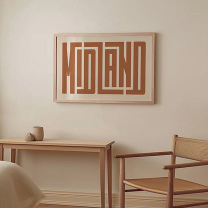 Wood framed minimalist Midland Wall Decor in Boho style room wtih neutral colors