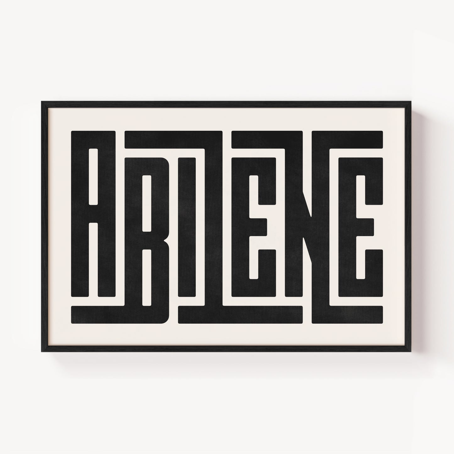 Modern Framed Abilene Art - Black Typography Design on White Background