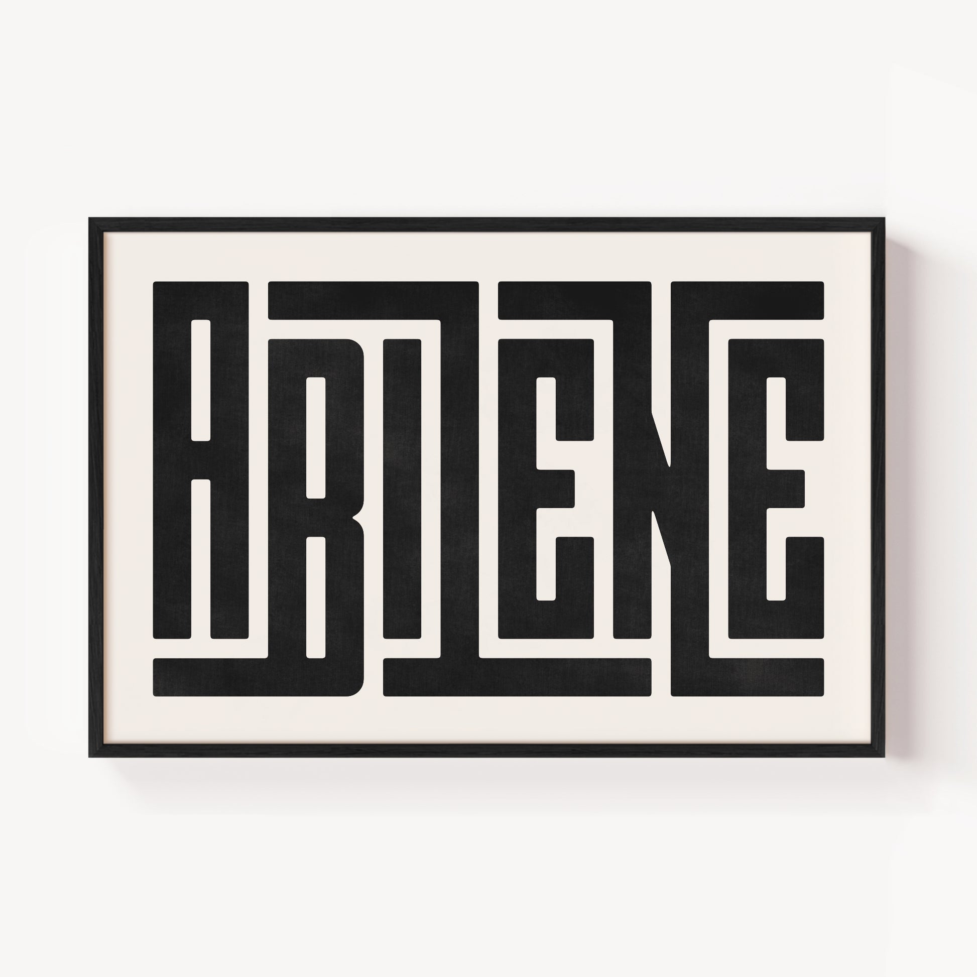 Modern Framed Abilene Art - Black Typography Design on White Background