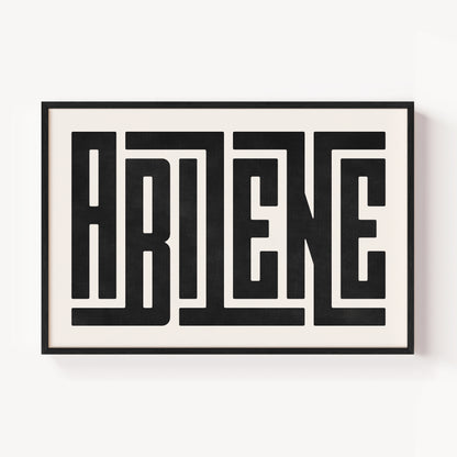 Modern Framed Abilene Art - Black Typography Design on White Background