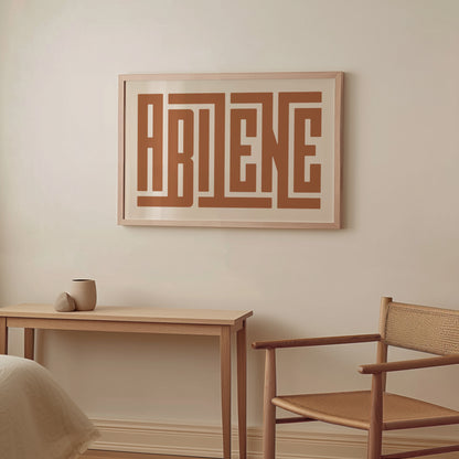Wood framed minimalist Abilene Wall Decor in Boho style room wtih neutral colors