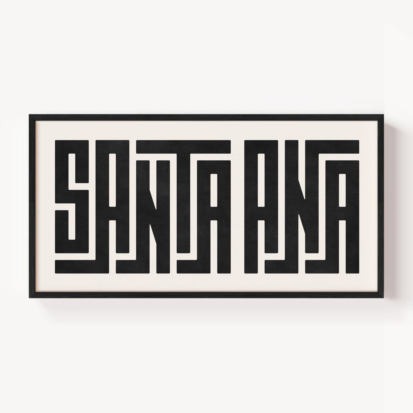 Modern Framed Santa Ana Art - Black Typography Design on White Background