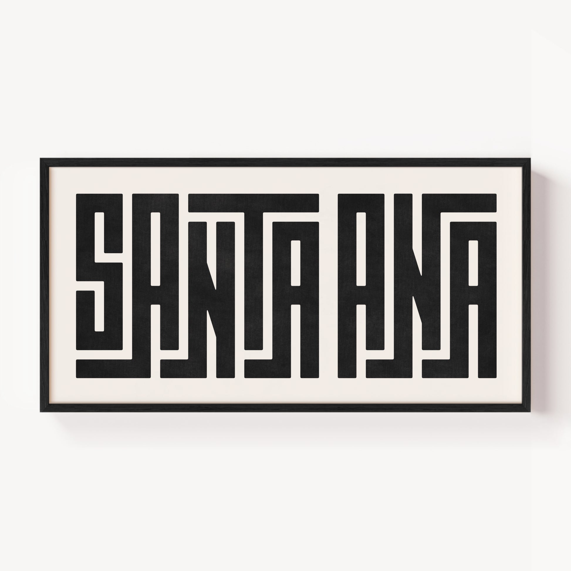 Modern Framed Santa Ana Art - Black Typography Design on White Background
