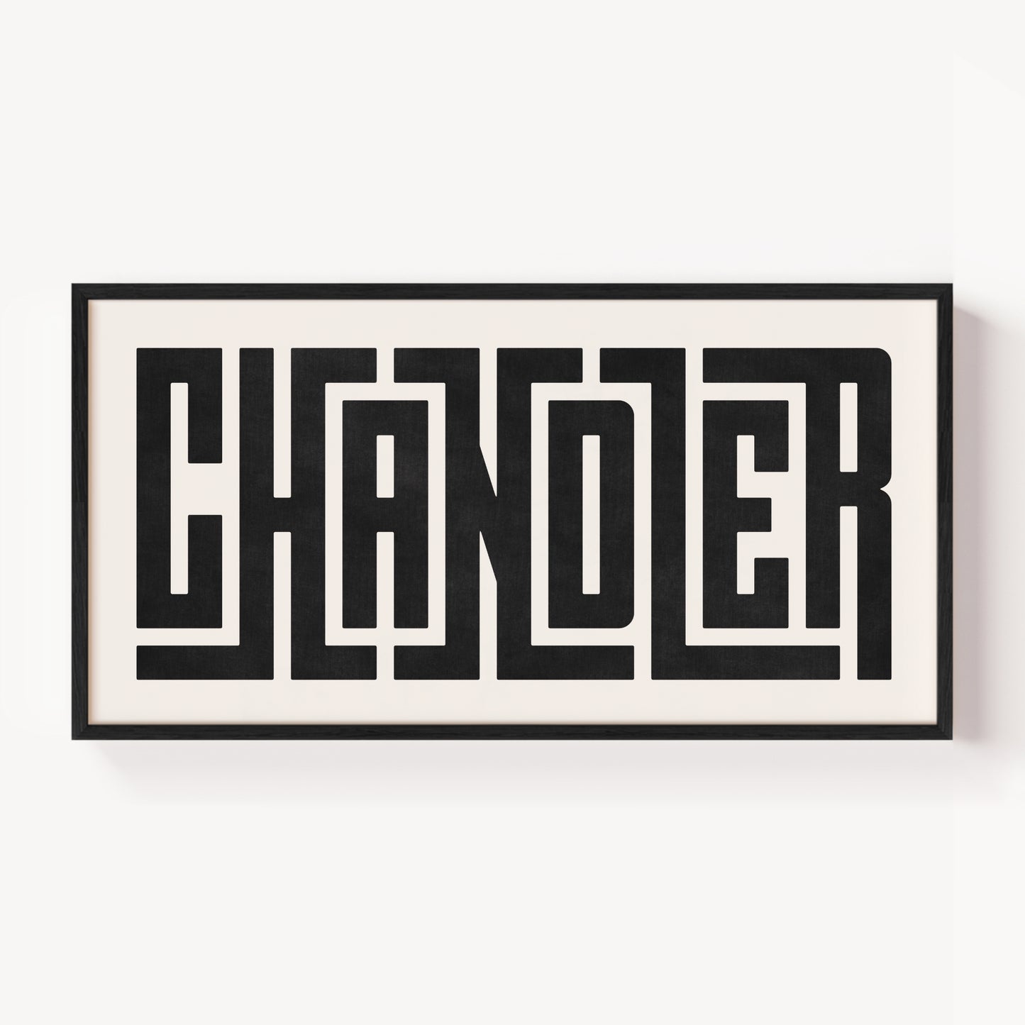 Modern Framed Chandler Art - Black Typography Design on White Background