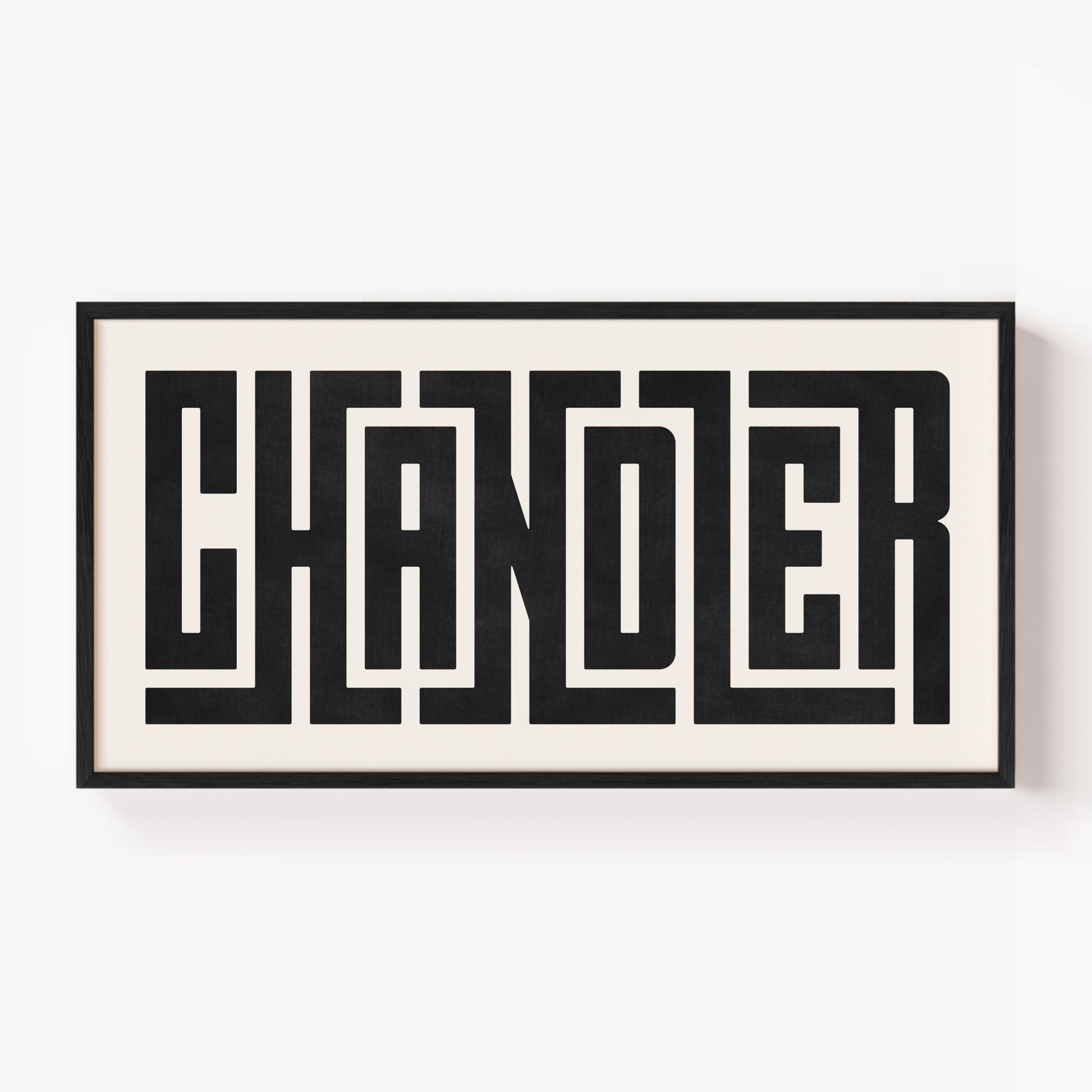 Modern Framed Chandler Art - Black Typography Design on White Background