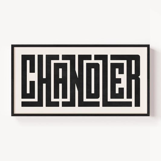 Modern Framed Chandler Art - Black Typography Design on White Background