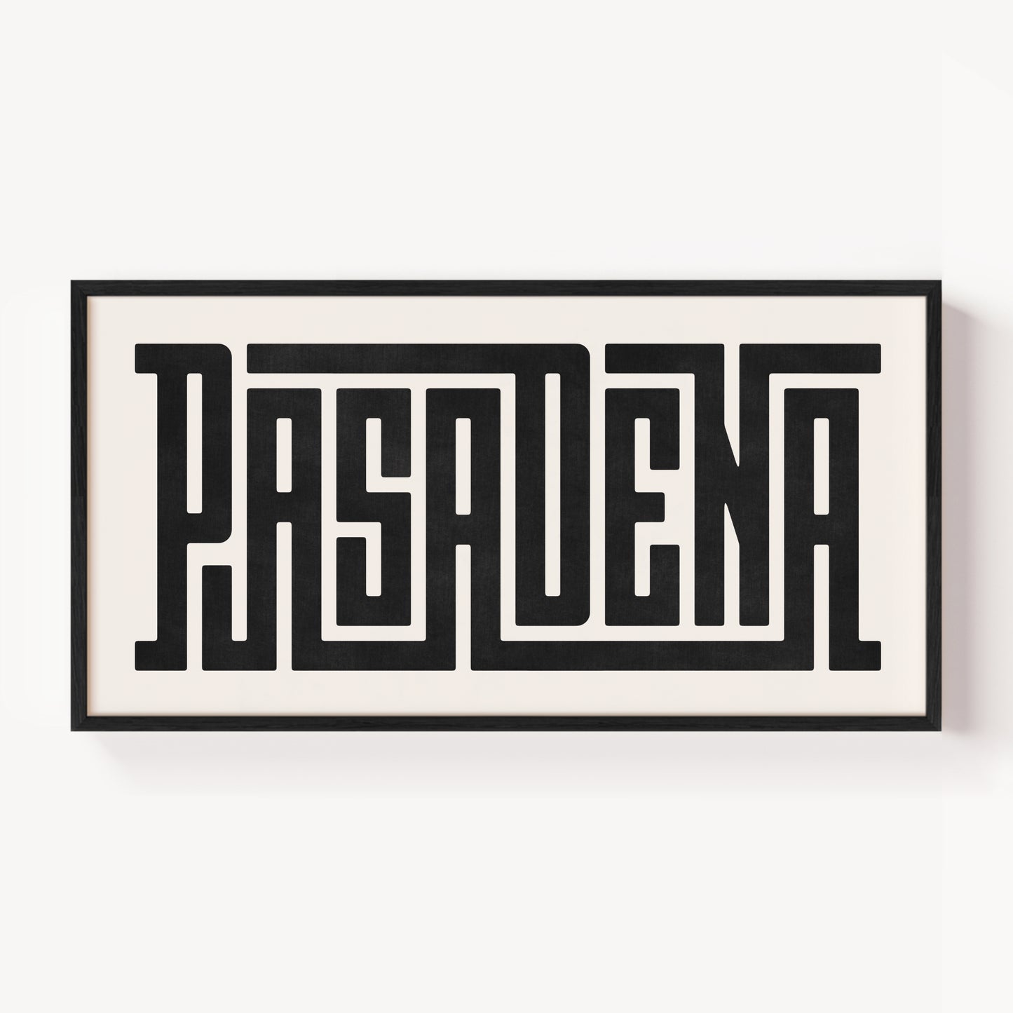 Modern Framed Pasadena Art - Black Typography Design on White Background