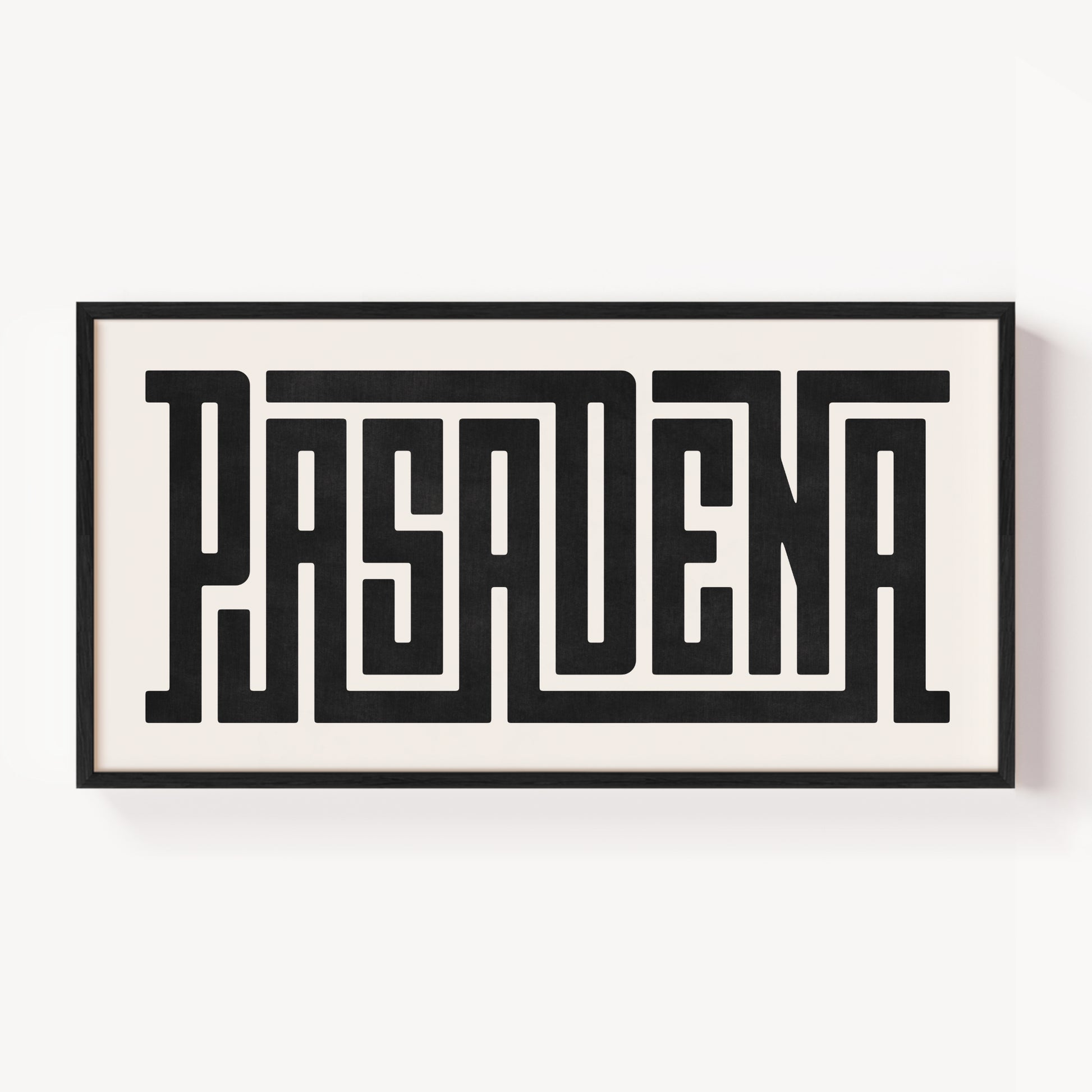 Modern Framed Pasadena Art - Black Typography Design on White Background