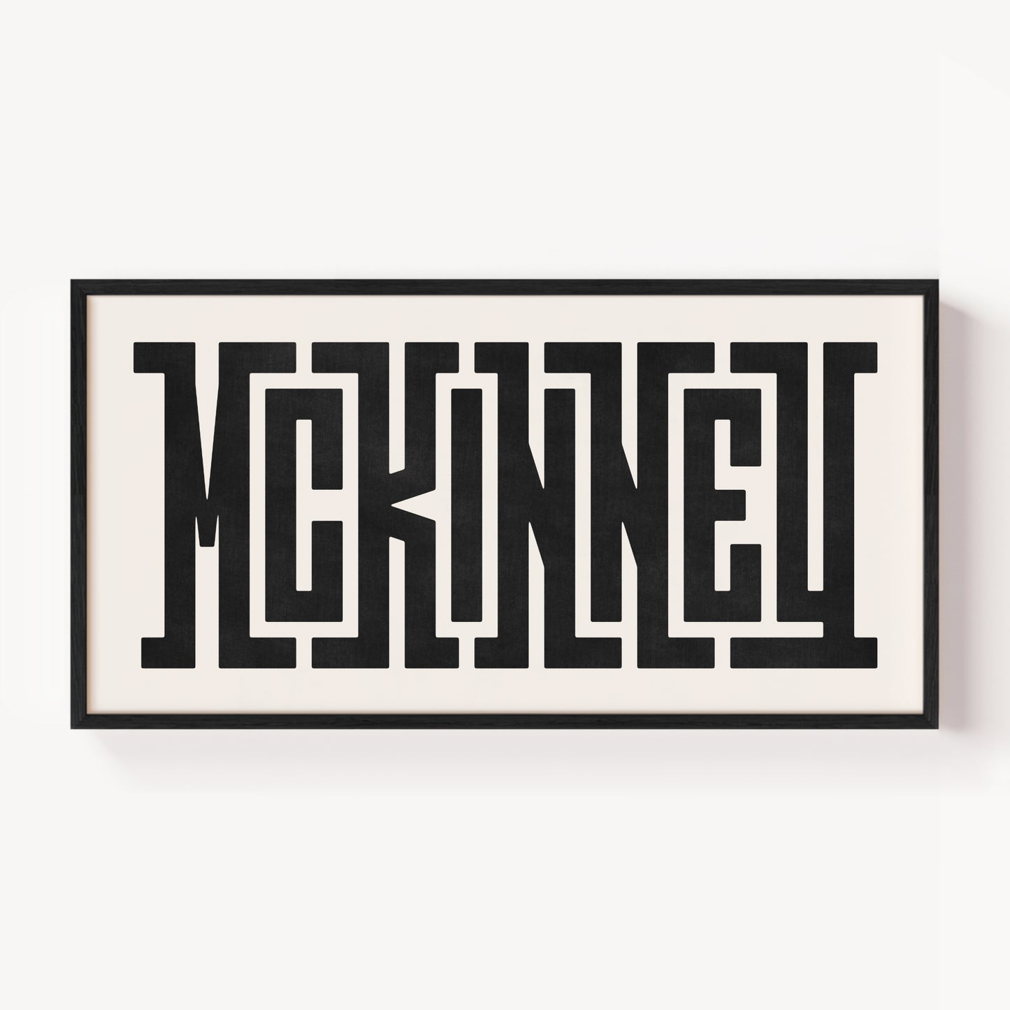 Modern Framed McKinney Art - Black Typography Design on White Background