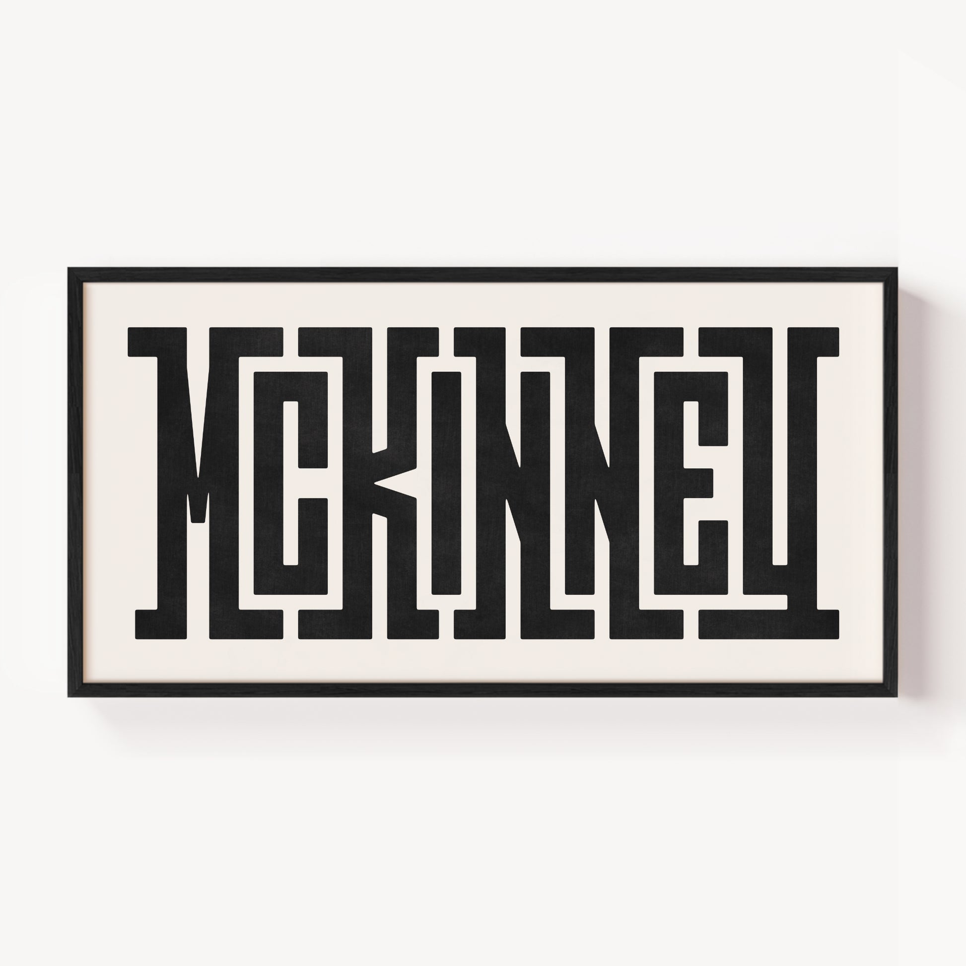 Modern Framed McKinney Art - Black Typography Design on White Background