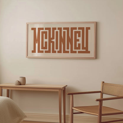 Wood framed minimalist McKinney Wall Decor in Boho style room wtih neutral colors