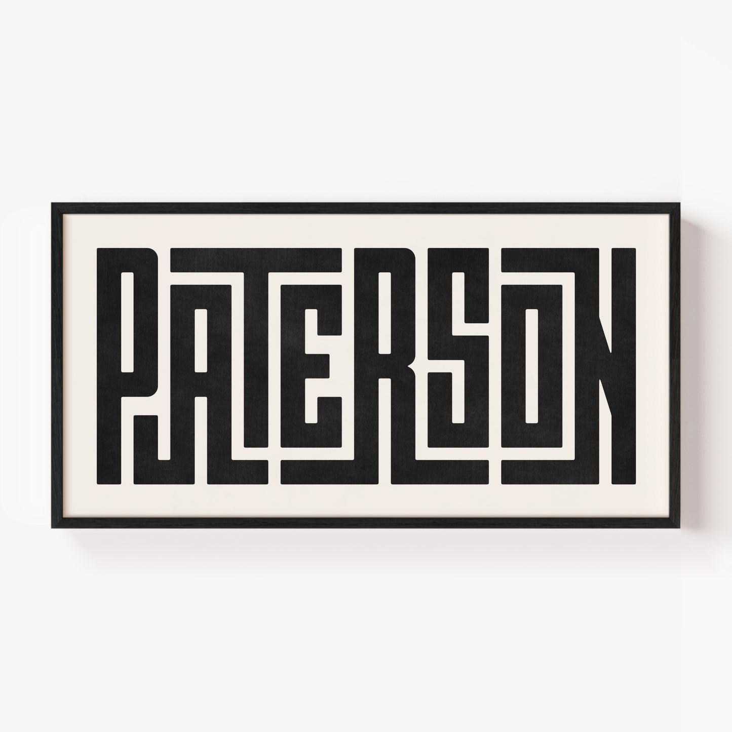 Modern Framed Paterson Art - Black Typography Design on White Background