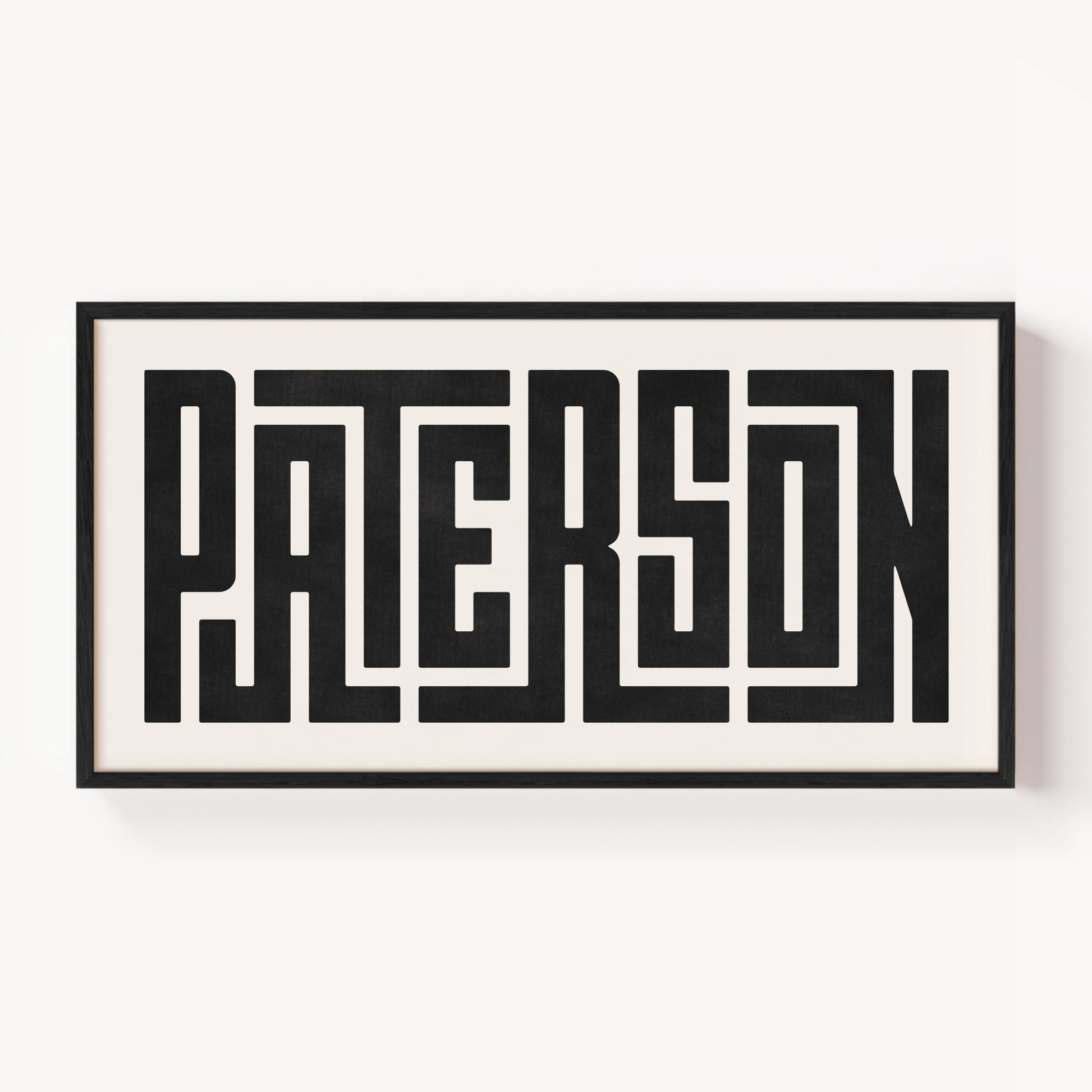 Modern Framed Paterson Art - Black Typography Design on White Background