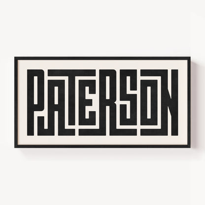 Modern Framed Paterson Art - Black Typography Design on White Background