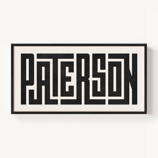 Modern Framed Paterson Art - Black Typography Design on White Background