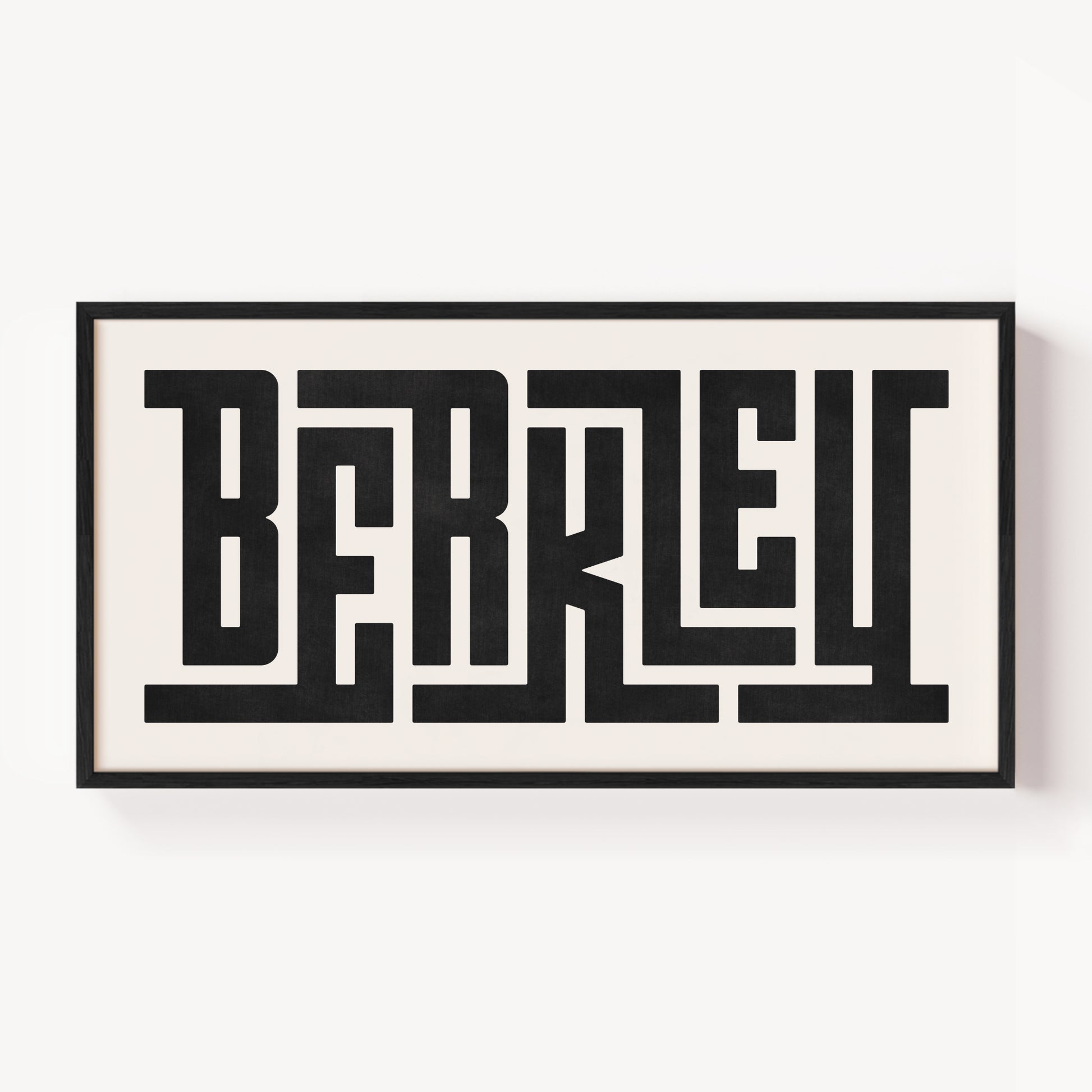 Modern Framed Berkeley Art - Black Typography Design on White Background