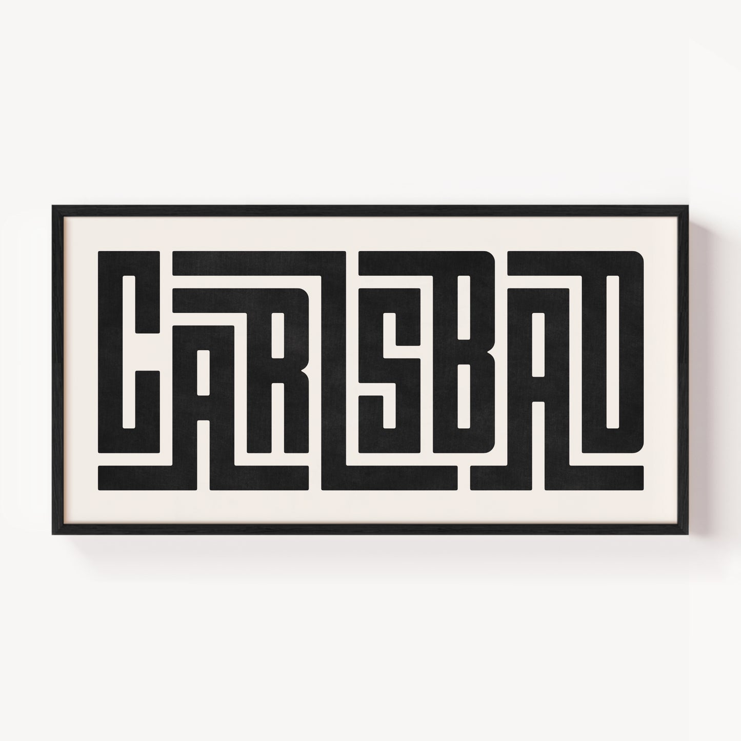 Modern Framed Carlsbad Art - Black Typography Design on White Background