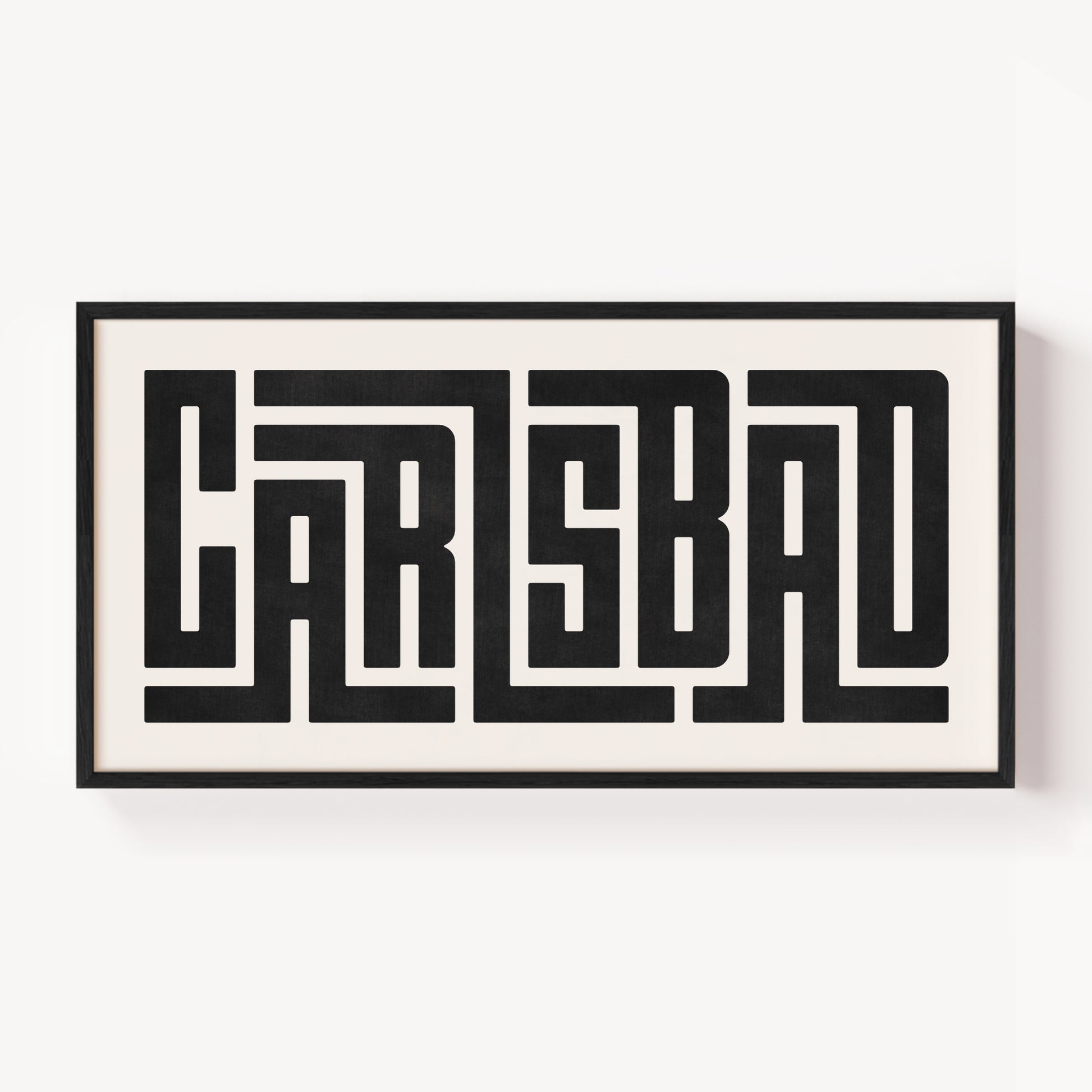 Modern Framed Carlsbad Art - Black Typography Design on White Background