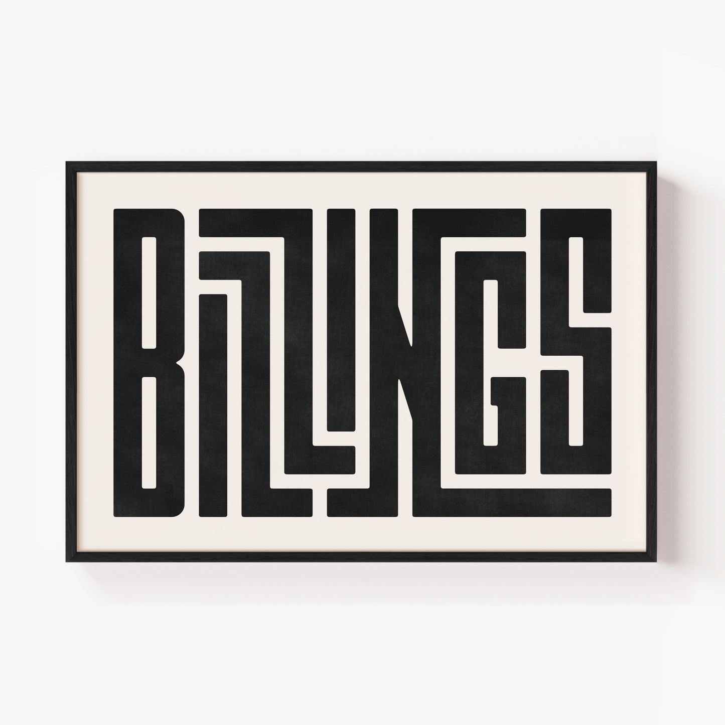 Modern Framed Billings Art - Black Typography Design on White Background