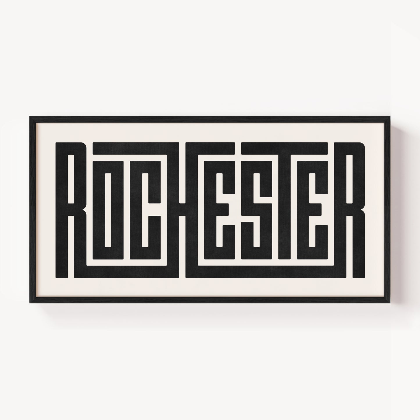 Modern Framed Rochester Art - Black Typography Design on White Background