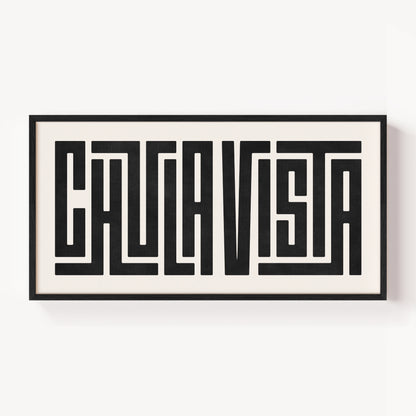 Modern Framed Chula Vista Art - Black Typography Design on White Background