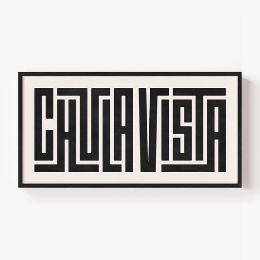 Modern Framed Chula Vista Art - Black Typography Design on White Background