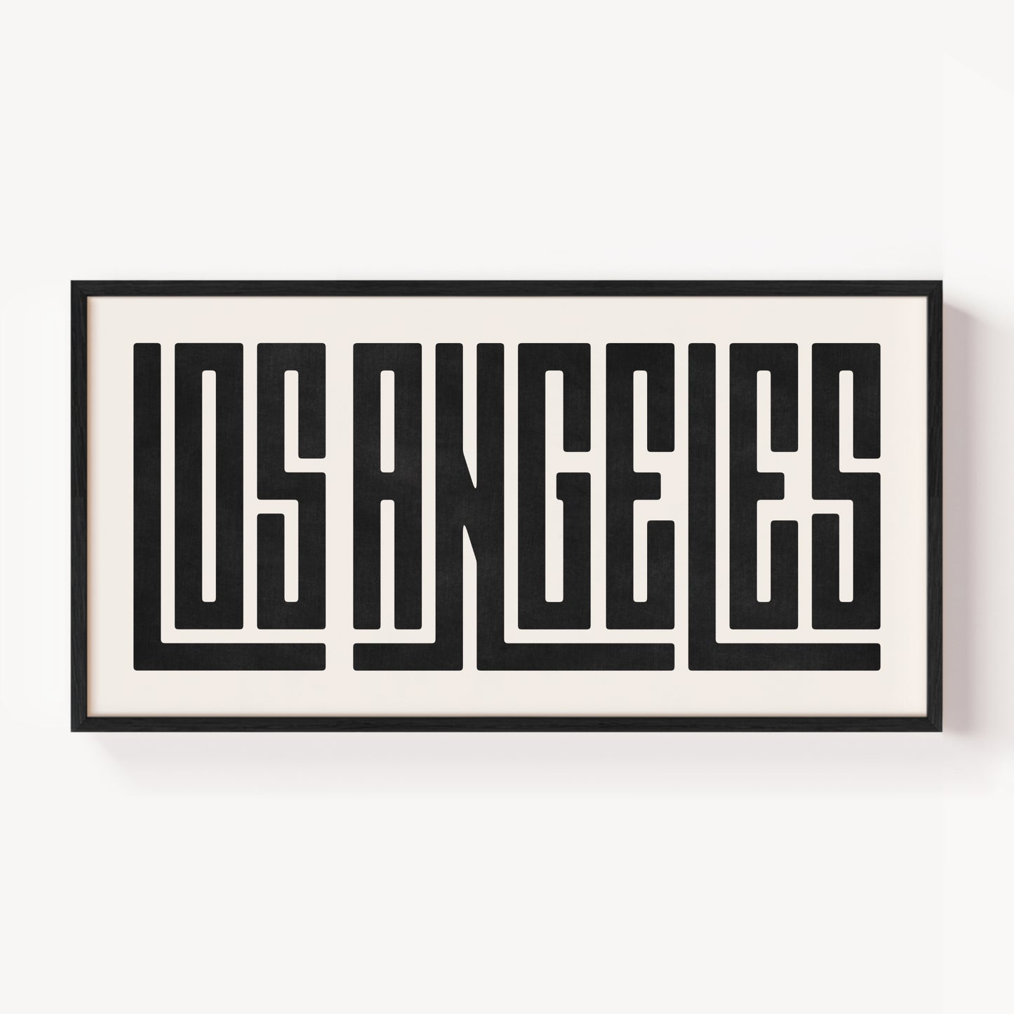 Modern Framed Los Angeles Art - Black Typography Design on White Background