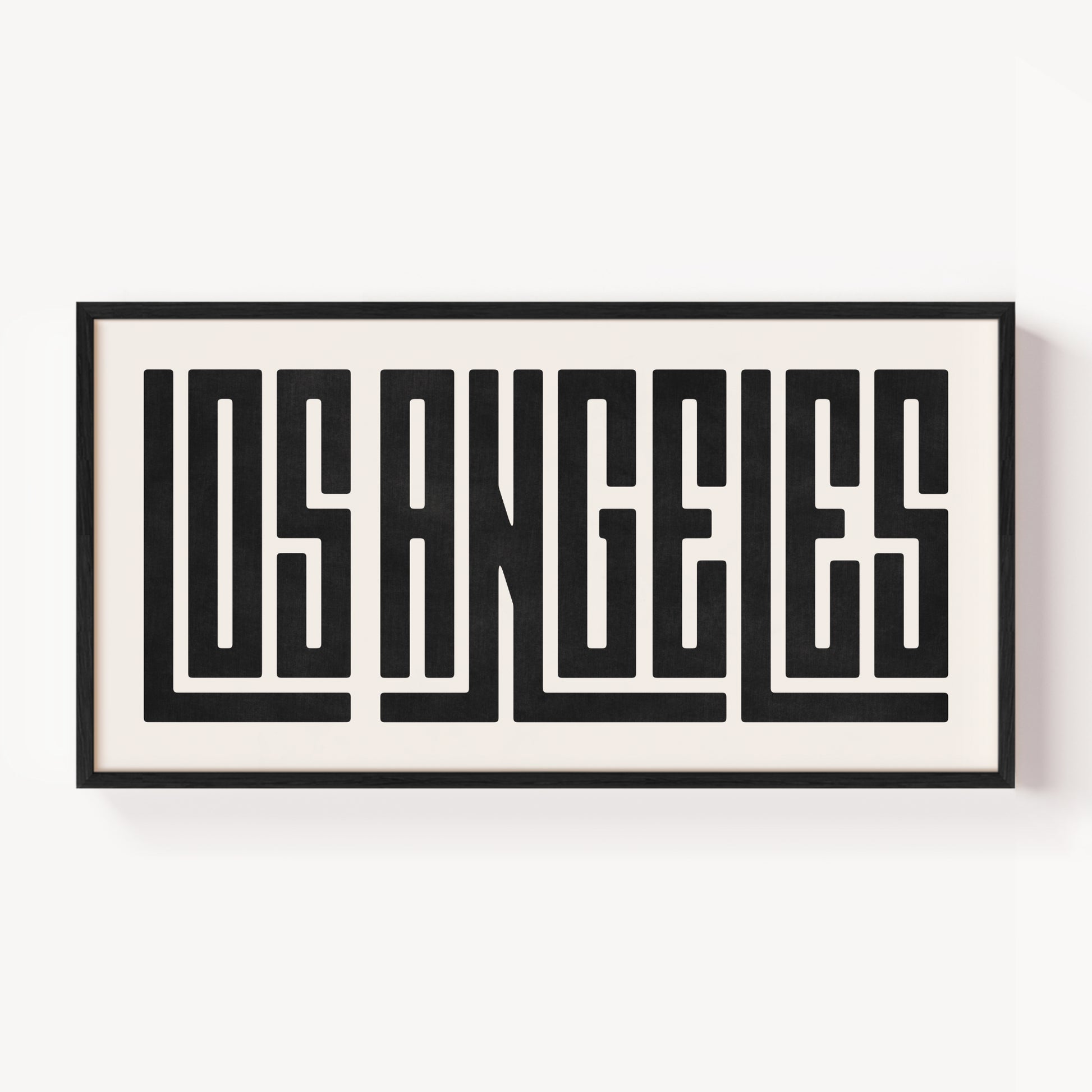 Modern Framed Los Angeles Art - Black Typography Design on White Background