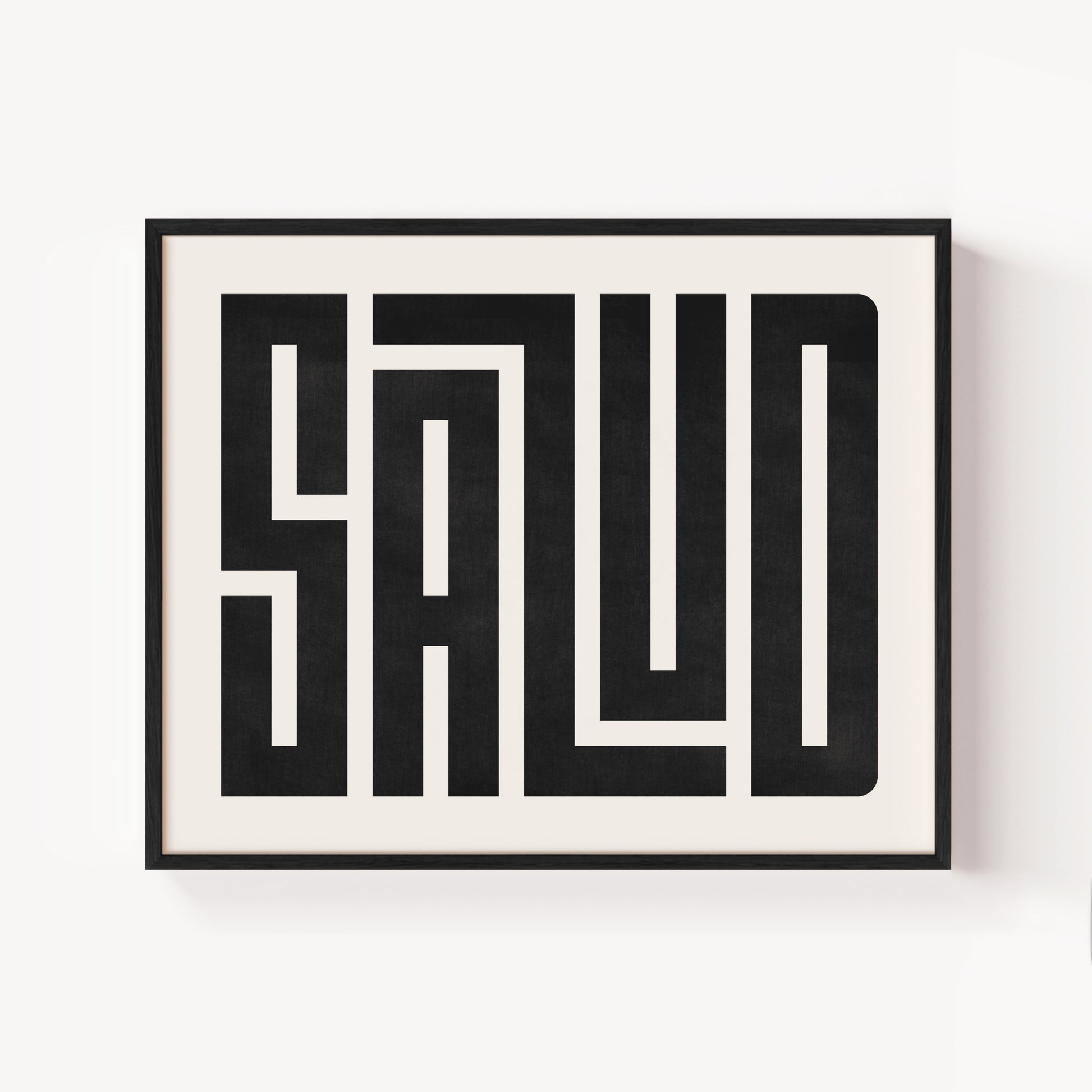 Modern Framed Salud Art - Black Typography Design on White Background