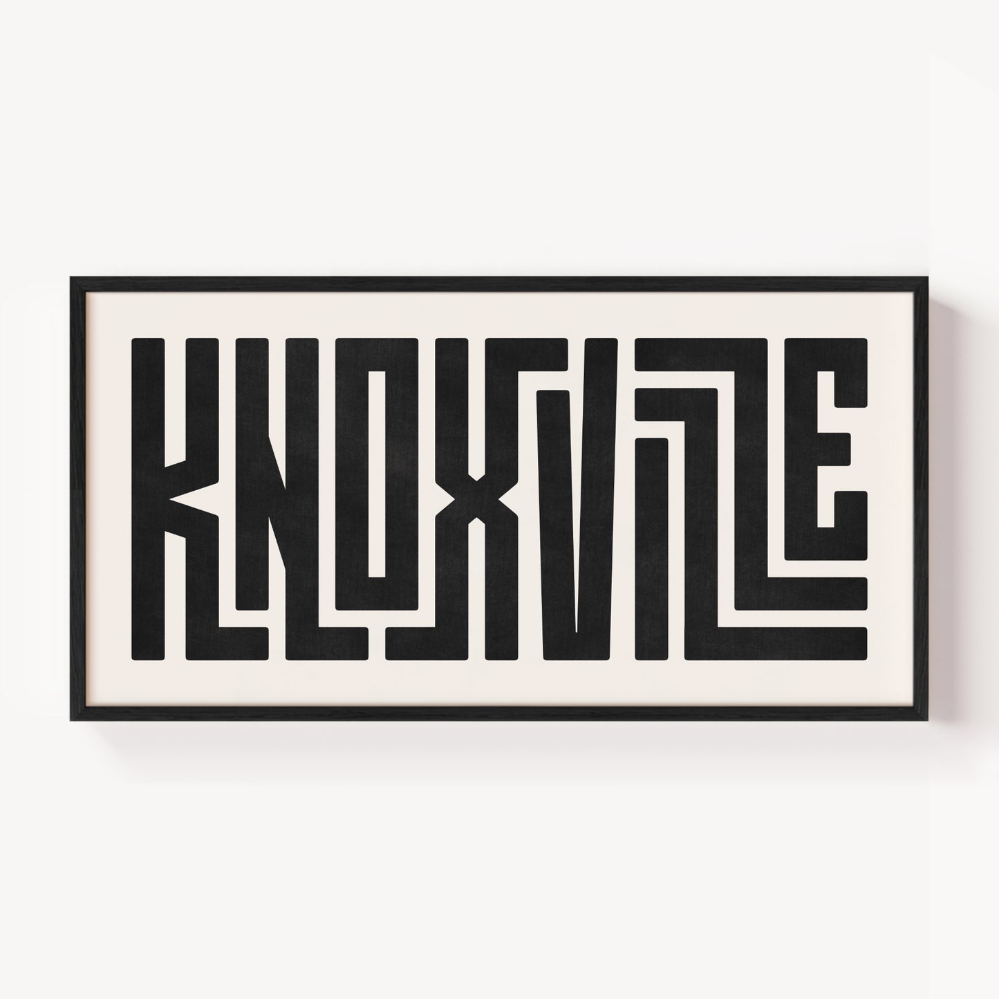 Modern Framed Knoxville Art - Black Typography Design on White Background