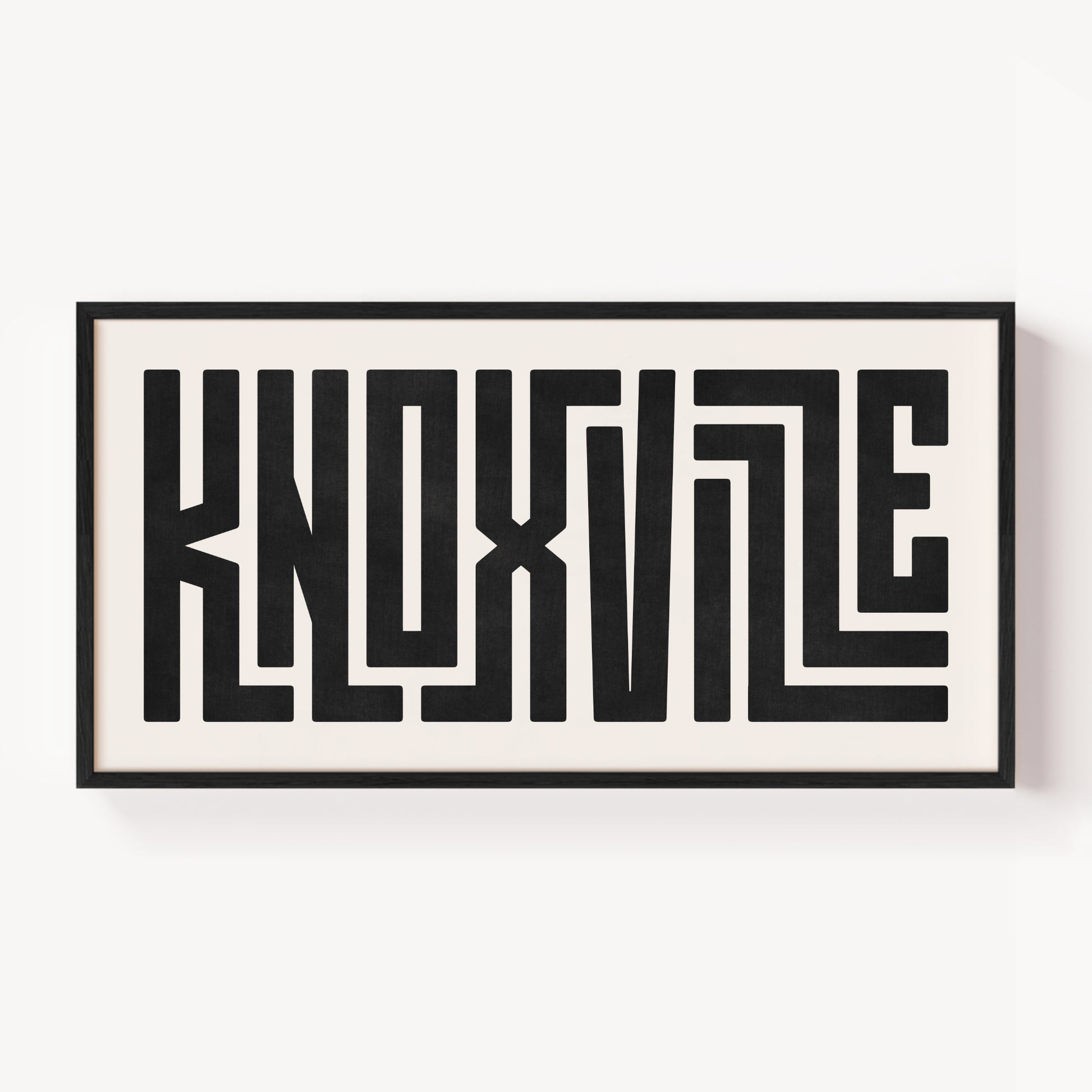 Modern Framed Knoxville Art - Black Typography Design on White Background