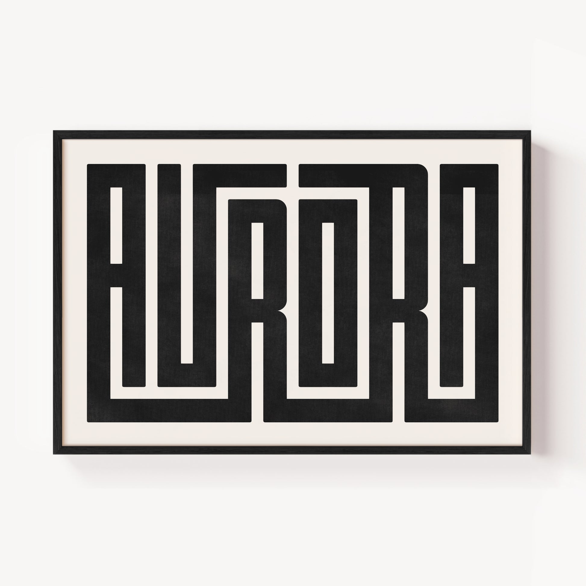 Modern Framed Aurora Art - Black Typography Design on White Background