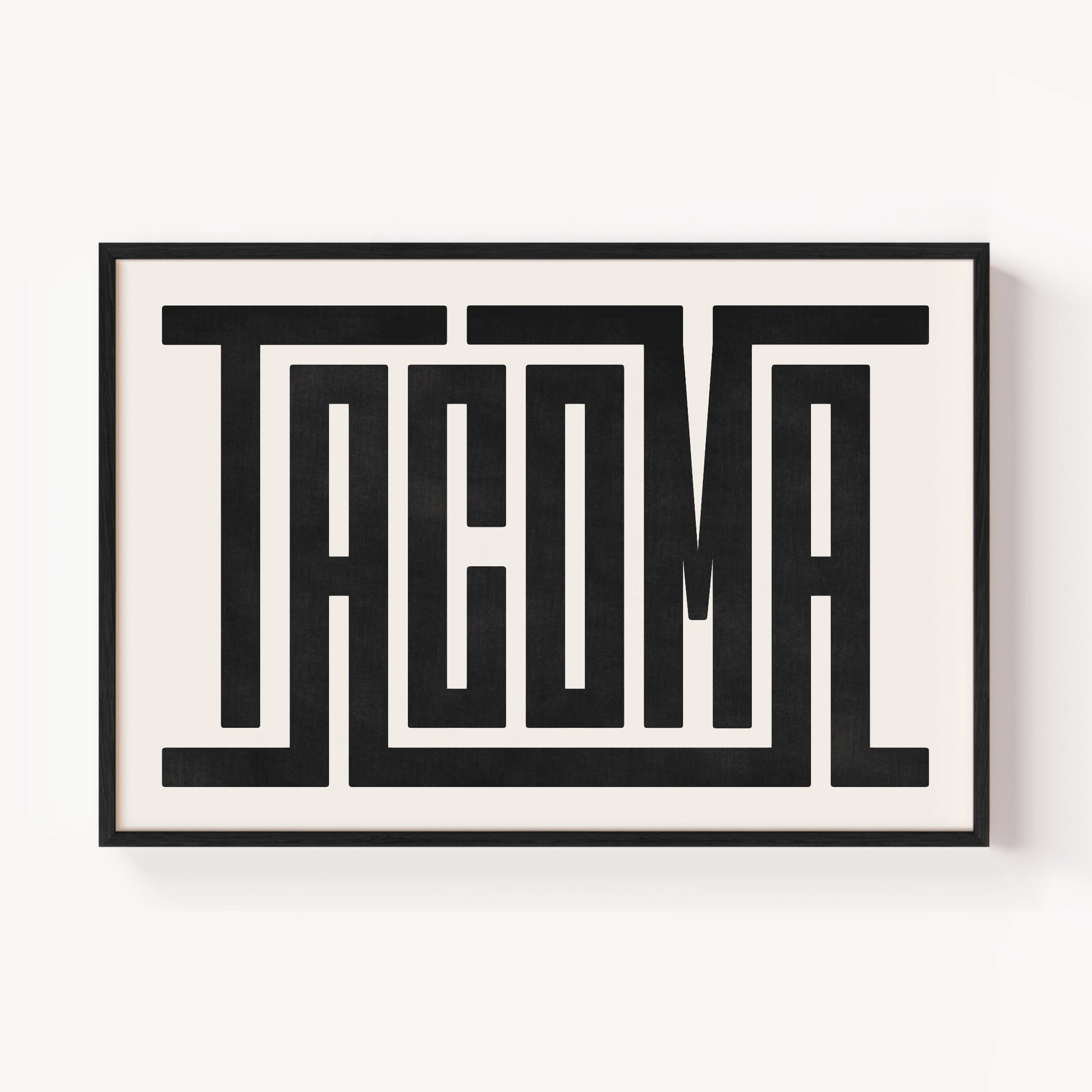 Modern Framed Tacoma Art - Black Typography Design on White Background