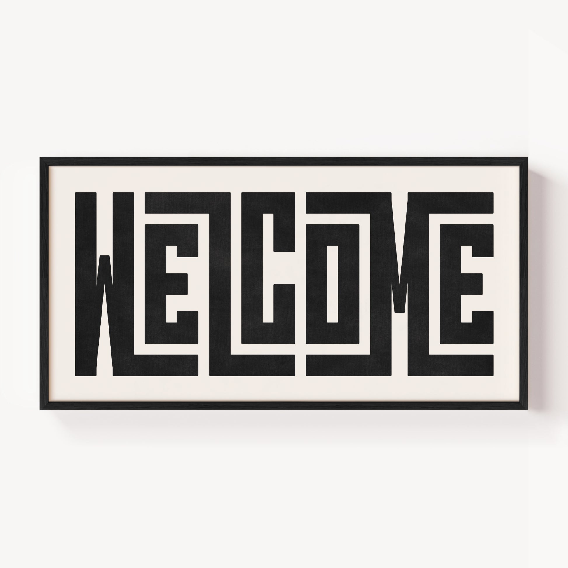 Modern Framed Welcome Art - Black Typography Design on White Background