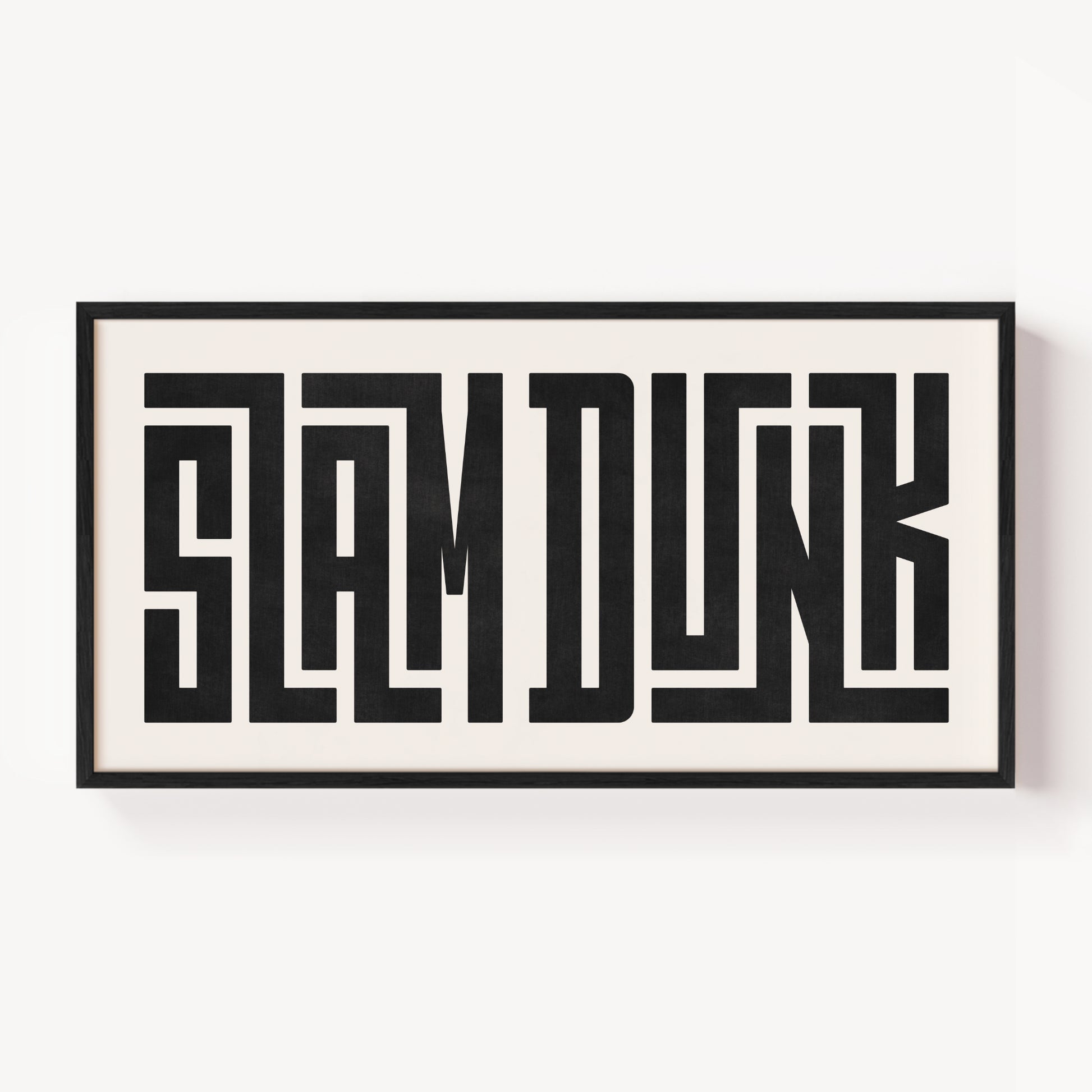 Modern Framed Slam Dunk Art - Black Typography Design on White Background