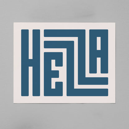 Unframed Hella Poster on Gray Background