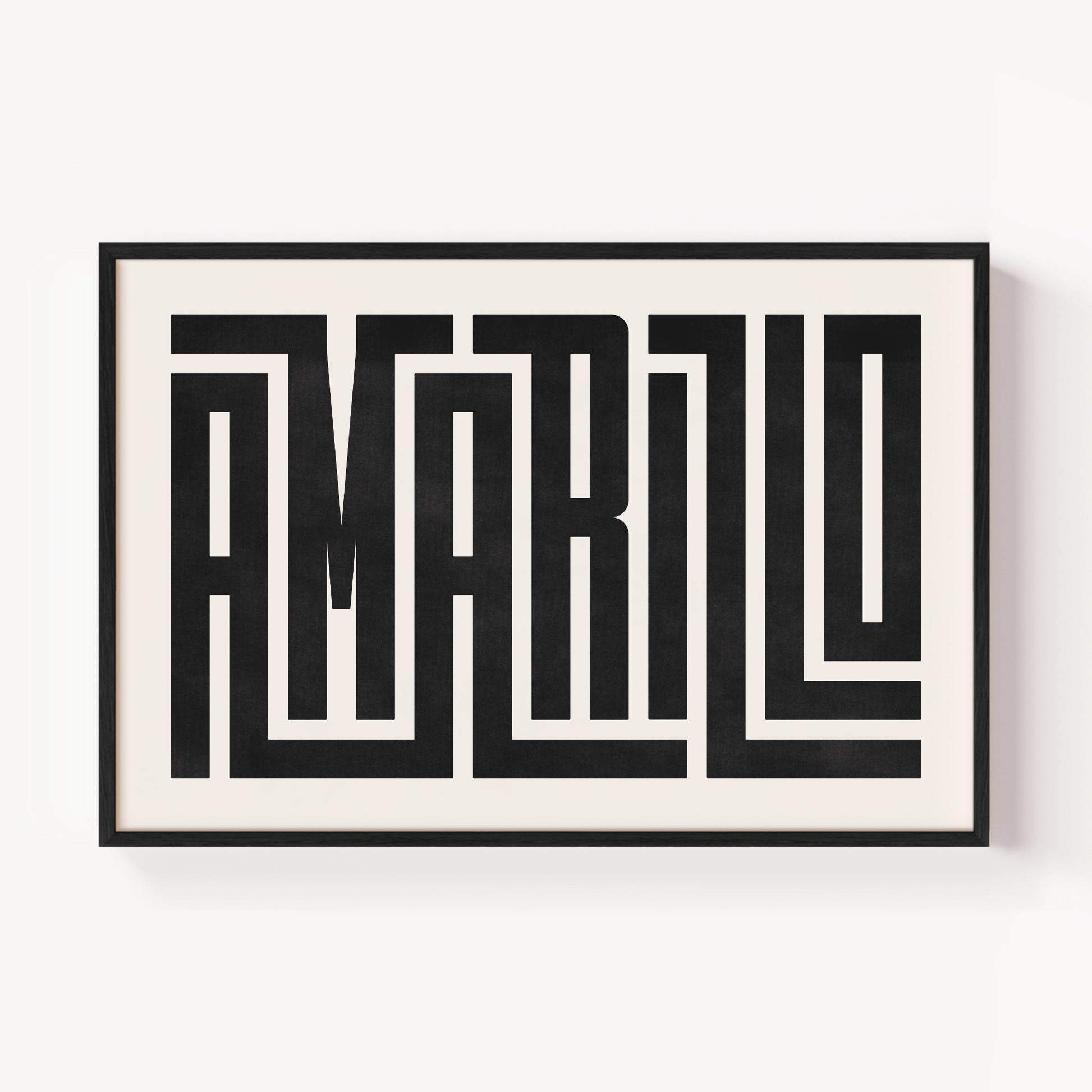Modern Framed Amarillo Art - Black Typography Design on White Background