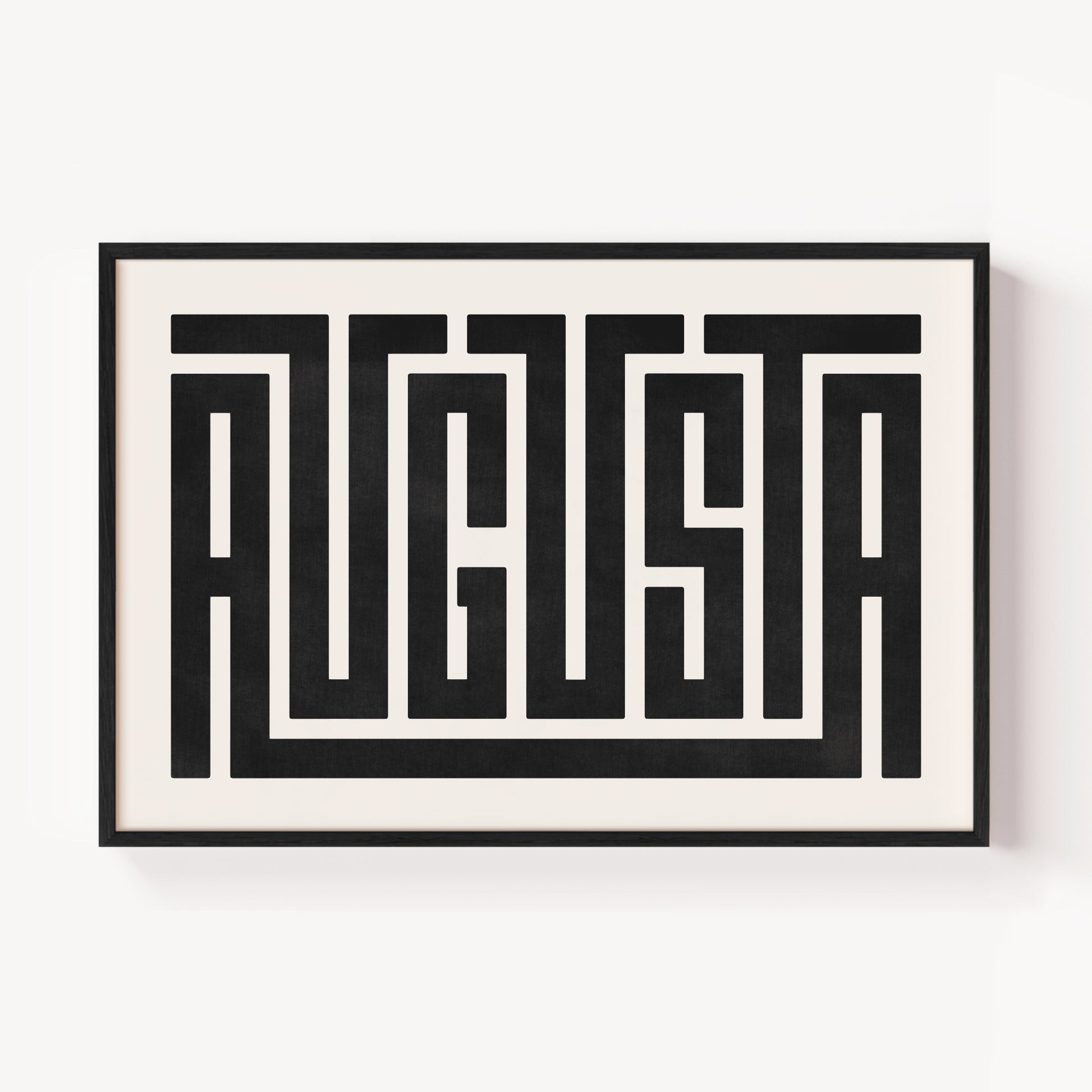 Modern Framed Augusta Art - Black Typography Design on White Background