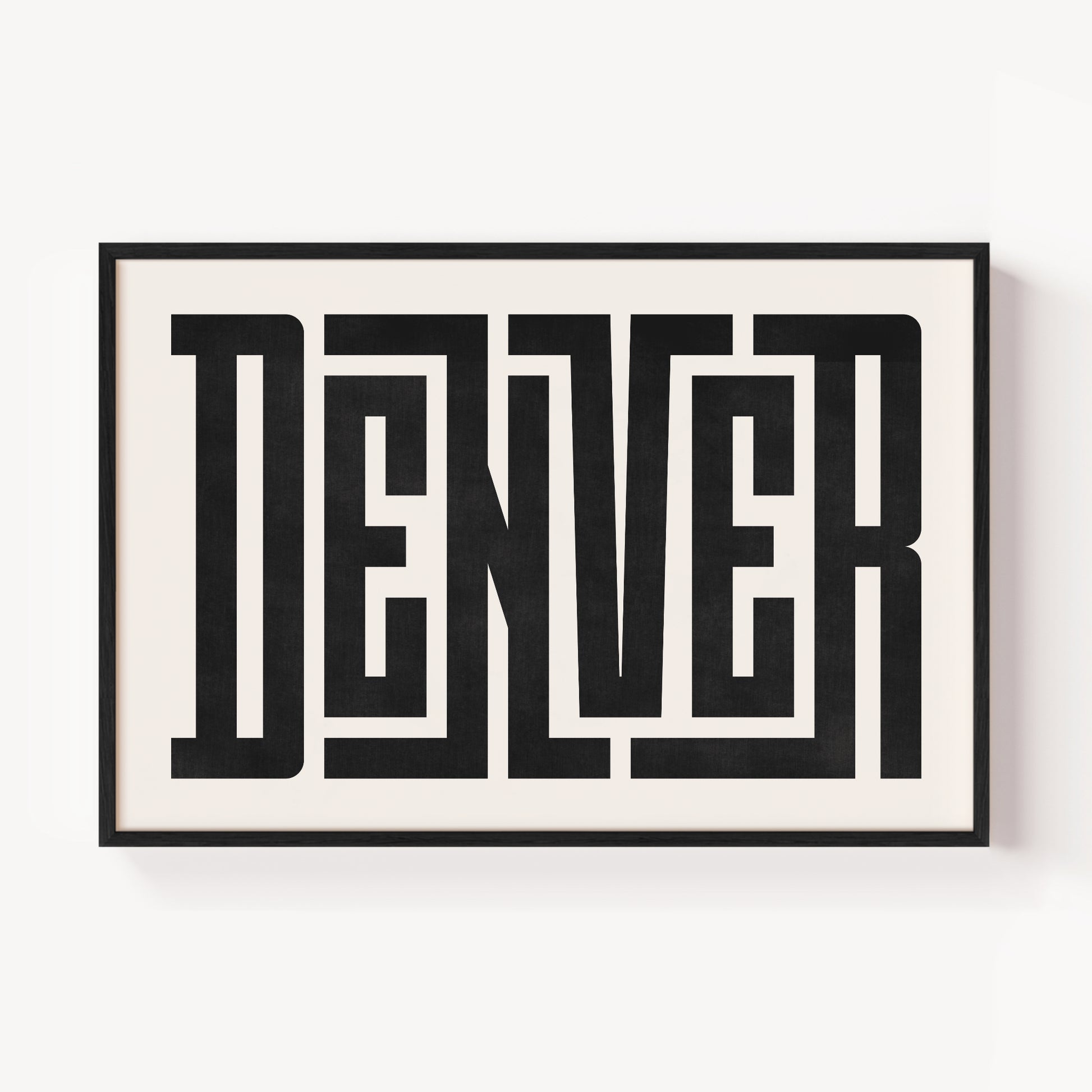 Modern Framed Denver Art - Black Typography Design on White Background