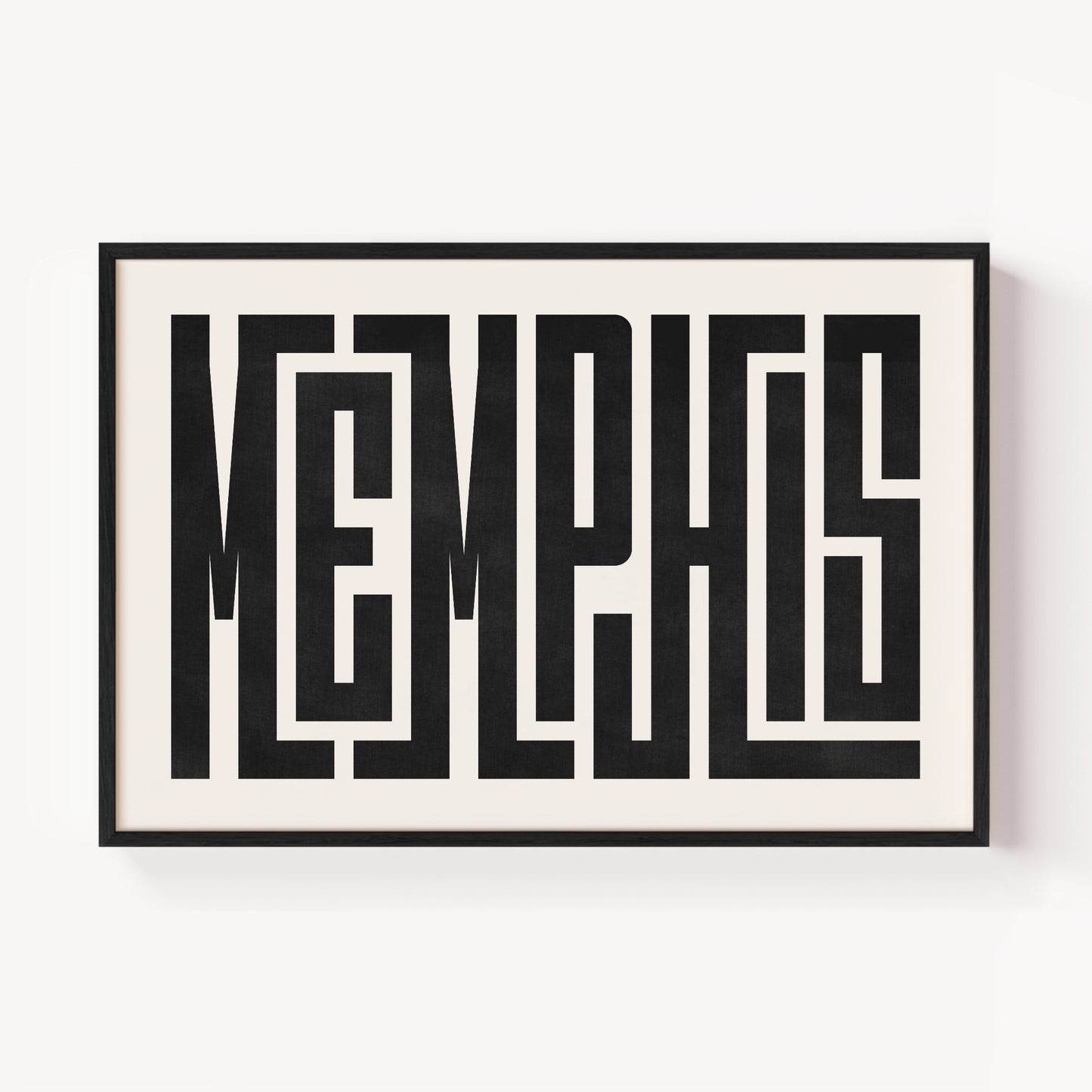 Modern Framed Memphis Art - Black Typography Design on White Background