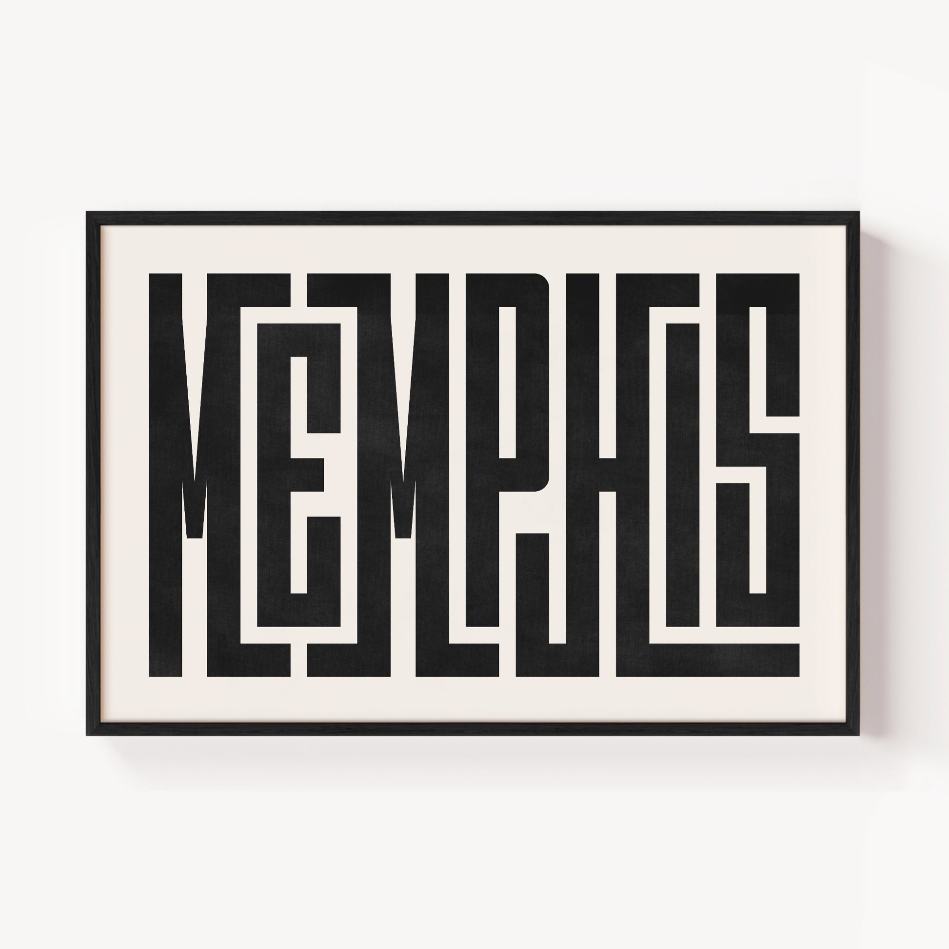 Modern Framed Memphis Art - Black Typography Design on White Background