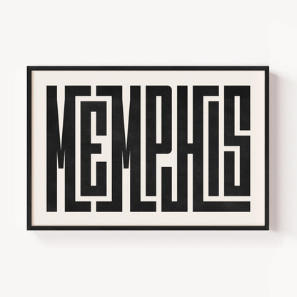 Modern Framed Memphis Art - Black Typography Design on White Background