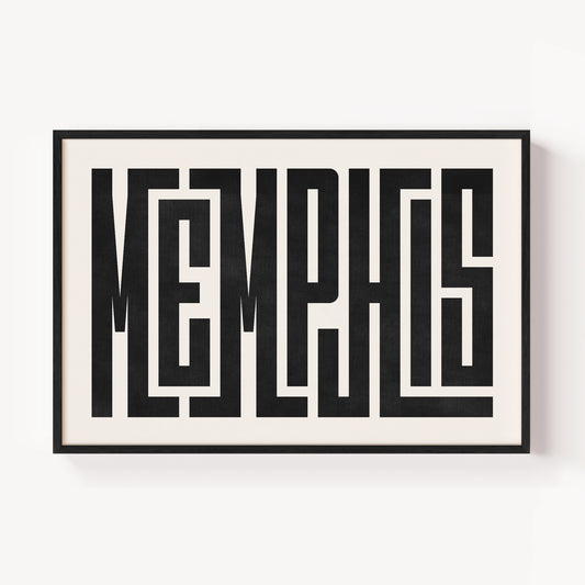 Modern Framed Memphis Art - Black Typography Design on White Background