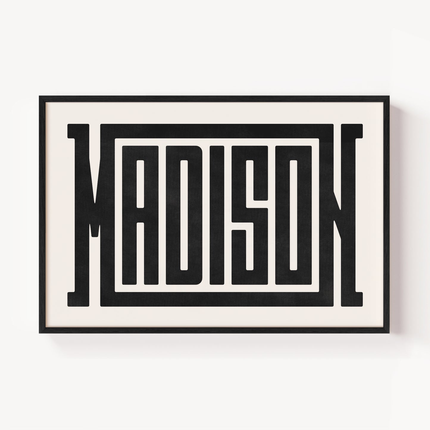 Modern Framed Madison Art - Black Typography Design on White Background