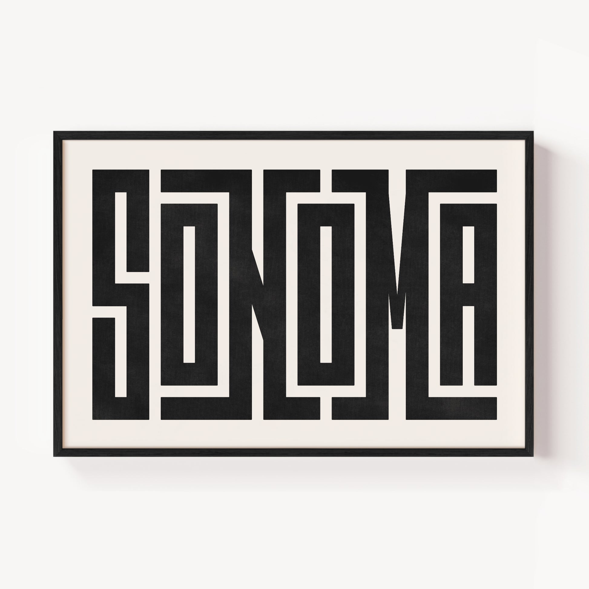 Modern Framed Sonoma Art - Black Typography Design on White Background