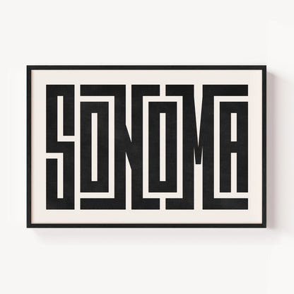 Modern Framed Sonoma Art - Black Typography Design on White Background