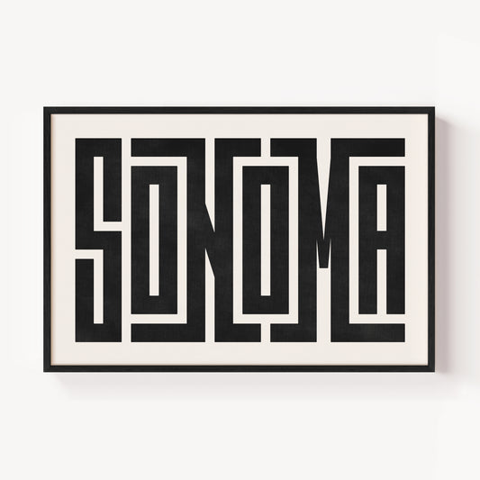 Modern Framed Sonoma Art - Black Typography Design on White Background